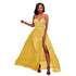 Anique Yellow Lace Top Padded Slit Maxi Dress #Maxi Dress #Yellow